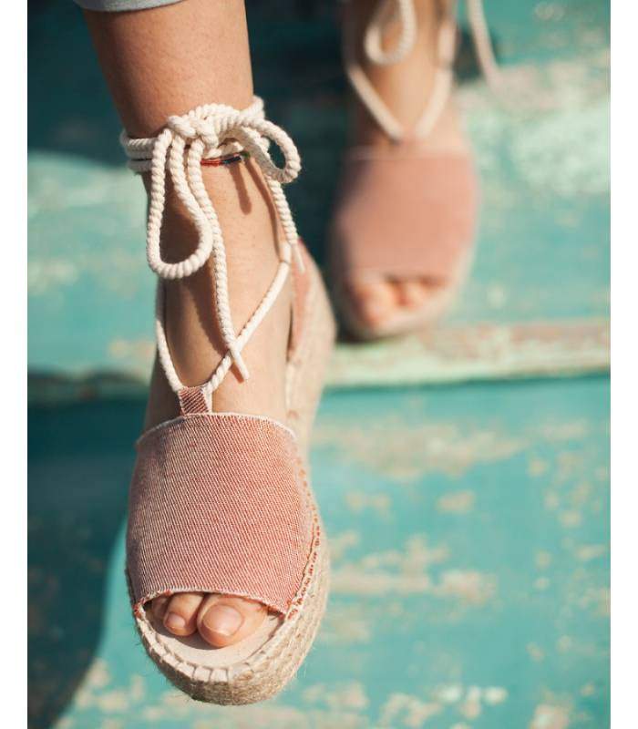 Jute Sandals with Laces Terracotta. Buy Online