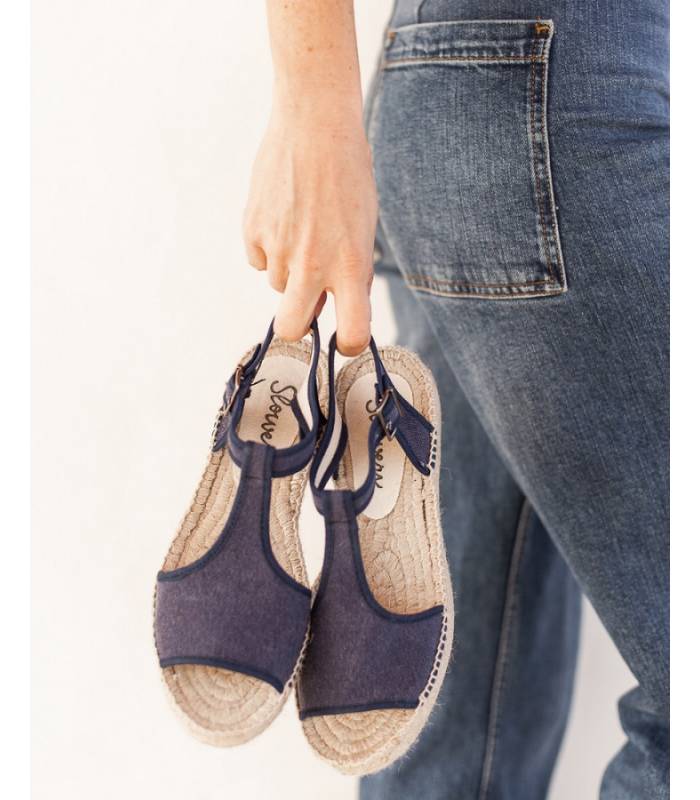 Marina Luna blue suede sandals platform slides slip on open toe women size  7 | eBay