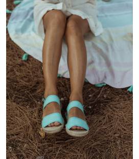 Flat Jute Sandals Posidonia aquamarine