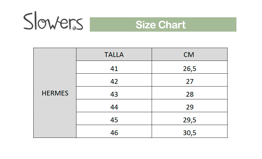 Hermes Size Chart Shoes