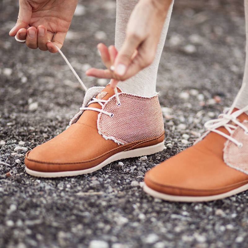 Botines veganos para mujer de microfibra y algodón orgánico color cuero Slowers