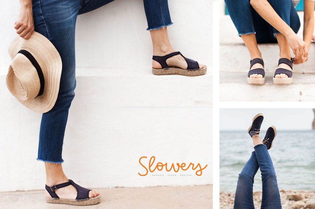 Sandalias esparto azul marino veganas y ecologicas