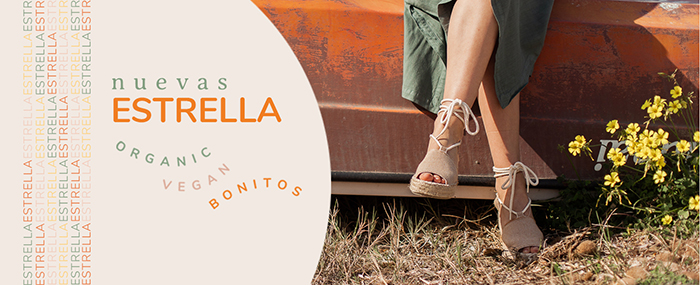 Sandalias Slowers Estrella sostenibles. De algodón orgánico y cuña de esparto.